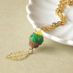 Christmas Tree Cupcake Necklace, In Green, Red,..