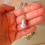 Matryoshka Necklace For Girls, In Lilac And Gold,..