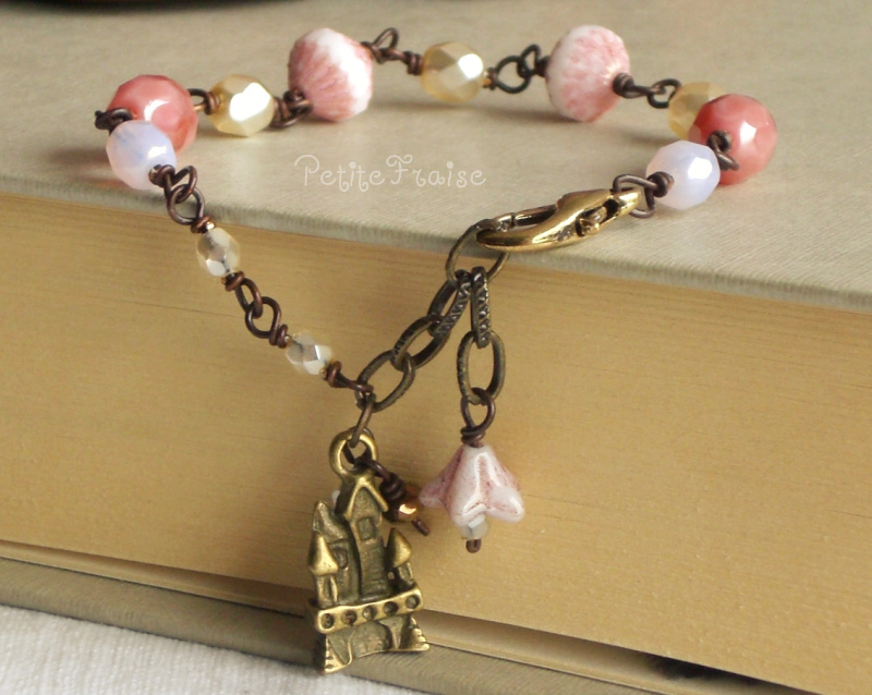 "once Upon A Time, In A Castle..." - 'treasures' Collection, Fairytale Bracelet, Vintage Style, Pink